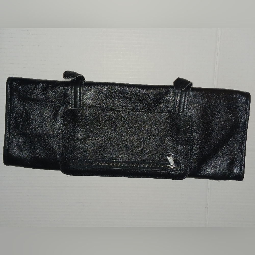 Chef's Knife Roll Bag, LE MINUIT by MARION Genuine Calf Top Grain Black Leather - Picture 7 of 12